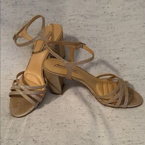 Badgley Mischka Glittering Gold Strappy Heels
